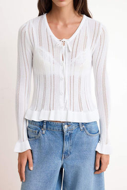 Ekru Bisiklet Yaka Etek Ucu Detayl? Triko H?rka TWOSS26HI00015 - Trendyolmilla фото 3