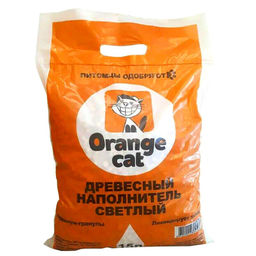 Наполнитель для кошек 15л светлый древесный Orange Cat