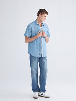 Regular Fit K?sa Kollu Erkek Jean G?mlek