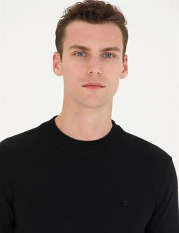 Siyah Slim Fit Yar_m Bal_k__ Yaka Basic Triko Kazak - Pierre cardin фото 2