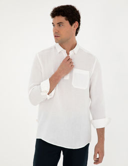 Beyaz Comfort Fit Uzun Kollu G_mlek