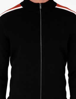 Siyah Slim Fit Y_n Kar___ml_ Fermuarl_ Triko H_rka - Pierre cardin фото 6