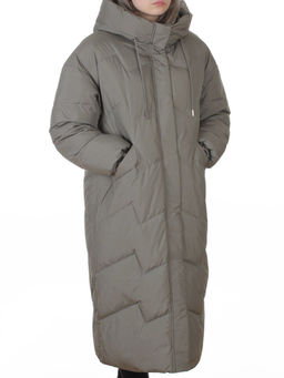 8883 GRAY/GREEN Пальто зимнее женское (150 гр. холлофайбер)