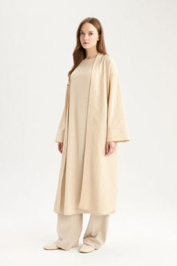 Relax Fit Sal Yaka Krink?l Kumas Uzun Kimono