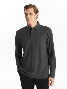 Polo Yaka Uzun Kollu Erkek Sweatshirt