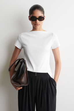 CAMISETA ALGOD?N CUELLO BARCO SLIM FIT - H&m фото 4