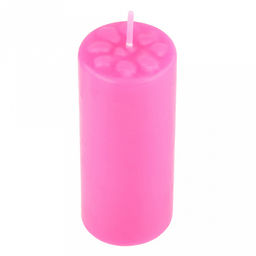 Свеча "Цилиндр" д4см, h10см, парафин, с декором, "Лепесточки", время горения 12,5 часов, фуксия (Россия)