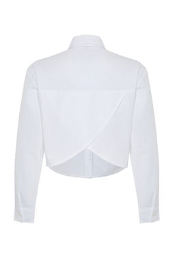 Plaj Giyim Beyaz Dokuma S?rt Dekolteli Crop Gomlek TBESS24GO00012