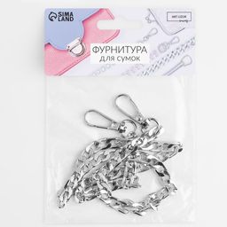 Цена за 2 шт. Цепочка для сумки, с карабинами, железная, 12,5 7,5 мм, 60 см, цвет серебряный - Арт узор фото 4