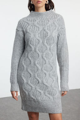 Trendyolmilla Ekru Mini Triko Yumusak Dokulu Sac Orgu Elbise TWOAW25EL00067  фото 3