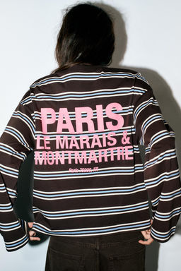 STRIPED T-SHIRT WITH TEXT - Zara фото 3