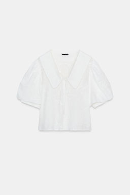 BLUSA CUELLO BOBO / Blanco - Zara фото 5