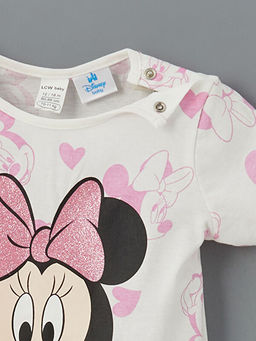 Minnie Mouse Bask?l? K?z Bebek ?ortlu Pijama Tak?m