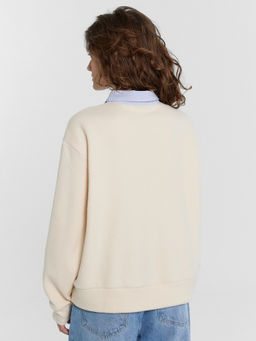 Джемпер женский кремовый с воротником, имитирующим рубашку св.бежевый меланж 5120-А 122888 - Mark formelle фото 4