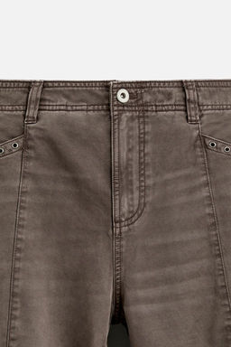 STITCHED WASHED-EFFECT TROUSERS - Zara фото 8