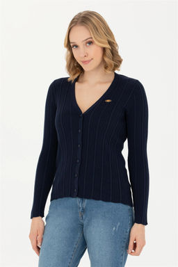 Женский темно-синий базовый трикотажный кардиган - U.s. polo assn фото 11