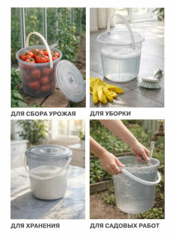 Ведро 7л. Хозяюшка с крышкой М1204 - Альтернатива фото 7