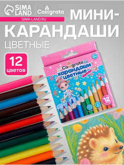 Карандаши Calligrata «Принцесса», цветные, 12 цветов деревянные, трёхгранные, мини