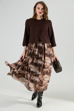 Платье NIKVA н1007-1 шоколад и тигровая абстракция  фото 7