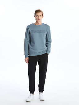 Bisiklet Yaka Uzun Kollu Erkek Kal?n Sweatshirt