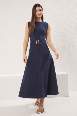 TRENDYOLMILLA Haki Kemerli A Kesim Midi Gabardin Dokuma Elbise TWOSS25EL00055  фото 2