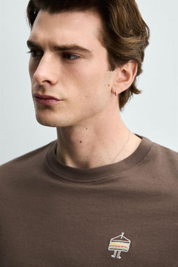 CAMISETA BORDADO S?NDWICH / Marr?n claro - Zara фото 13