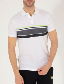 Beyaz Slim Fit G___s Bask_l_ Polo Yaka Ti__rt