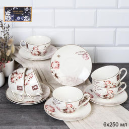 Чайный набор 12 предметов / 8779C# /уп 6/ Чайная роза
