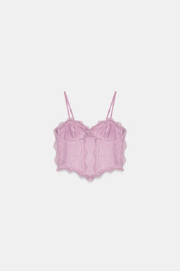 TOP CORSETERO COMBINADO ENCAJE / Rosa claro - Zara фото 4