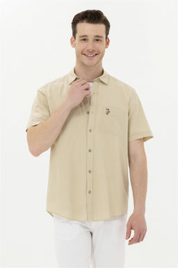Мужская рубашка цвета хаки с коротким рукавом - U.s. polo assn фото 8