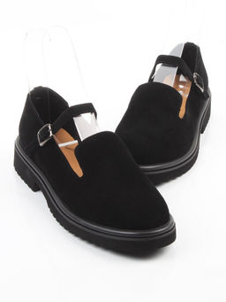 06-DLG05-3 BLACK Туфли женские (натуральная замша)