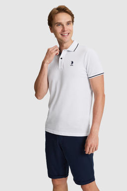 Erkek Beyaz Slim Fit Polo Yaka Basic Ti__rt - U.s. polo assn фото 3