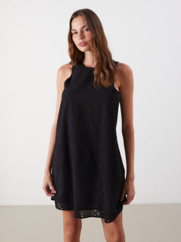 Bisiklet Yaka Ajurlu Mini Elbise