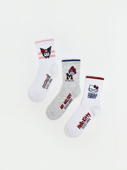 Hello Kitty Desenli K?z ?ocuk Soket ?orap 3l?