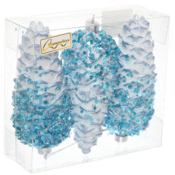 Ёлочные игрушки VERSAILLES "Орион" 14*6 м (набор 3 шт), Голубой