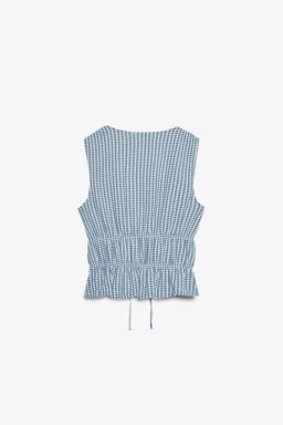 GINGHAM TOP WITH TIES - Zara фото 7