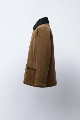 BENSIMON ® X ZARA DOUBLE COLLAR QUILTED CORDUROY JACKET WITH DETACHABLE LEATHER