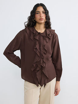 Ba?lamal? Yaka F?rf?rl? Oversize Bluz