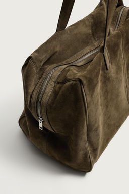 BOLSO DE VIAJE PIEL / Verde Caqui - Zara фото 3