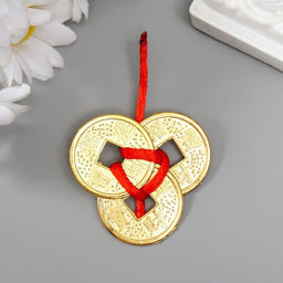 Цена за 20 шт. Подвеска 3 монеты золото d=2,5 см