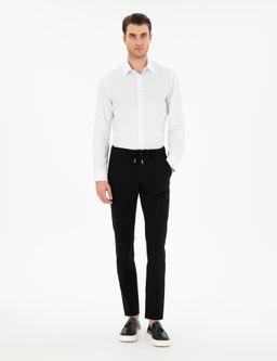 Siyah Slim Fit Esnek Jogger Kanvas Pantolon