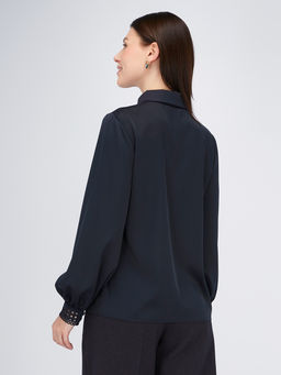 Блузка с кружевом OD-808-4 темно-синий - Tantino фото 4