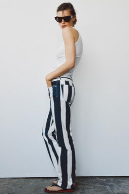 ZW COLLECTION MID-RISE STRIPED STRAIGHT-LEG JEANS - Zara фото 2