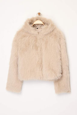 Bej Oversize Kal?p Kapusonlu Kurk Mont TWOAW26MO00025 - Trendyolmilla фото 13