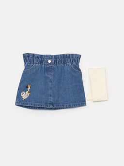 Minnie Mouse Nak??l? K?z Bebek Jean Etek ve K?lotlu ?orap