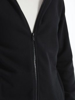 Kap??onlu Kad?n Kal?n Fermuarl? Sweatshirt