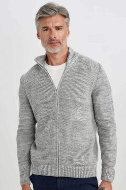 Standart Fit Normal Kesim Yar?m Bal?kc? Yaka Fermuarl? Waffle H?rka - Defacto фото 5