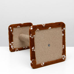 Когтеточка «Полка» с подставкой, 30×30×40 см, джут, коричневая с лапками