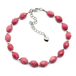 Браслет с Родонитом рис 6*8мм, 19см Радуга камня