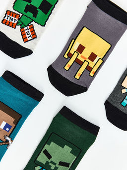 Erkek ?ocuk Minecraft Bask?l? 5li Patik ?orap